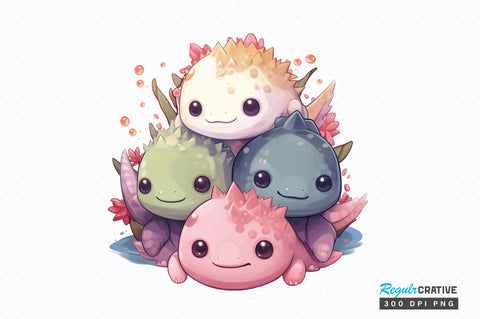 Axolotl pile clipart Sublimation Design Sublimation Regulrcrative 