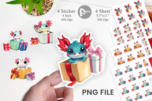Axolotl Sticker Gift Sublimation artnoy 