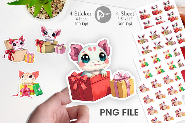 Axolotl Sticker Gift Sublimation artnoy 