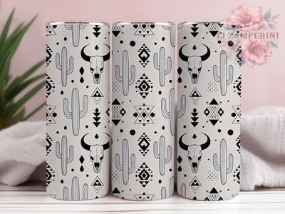 Aztec Bull Skull Tumbler, Western Tumbler, Rustic 20oz Wrap, Sublimation Design, Stylish Gift Idea, Tribal Skull Wrap, Southwestern Tumbler Sublimation Li Zamperini 
