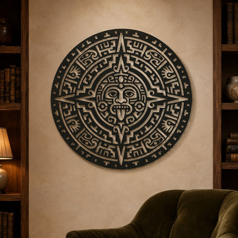 Aztec Calendar Laser SVG | Aztec Sun Stone DXF | Aztec Metal Wall Art | Tribal CNC Cut File | Plasma Cutting Design | Mexican Decor Svg SVG HappyDesignStudio 
