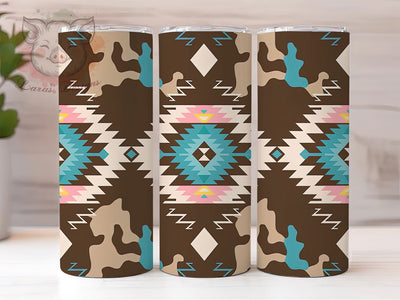Aztec Cowhide Western Tumbler, Aztec Western Tumbler, Southwest Design, Western Cowhide Tumbler, Aztec Print Drinkware, Southwest Cowhide, Boho Western Tumbler Sublimation Lara' s Designs 