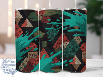 Aztec Cowhide Western Tumbler, Cowhide Print, Turquoise Accent, Southwest Style, Rustic Charm, Western Theme, Tribal Design, 20Oz Tumbler, Sublimation Wrap Sublimation ToriDesigns 