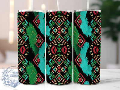Aztec Cowhide Western Tumbler, Cowhide Print, Turquoise Accent, Southwest Style, Rustic Charm, Western Theme, Tribal Design, 20Oz Tumbler, Sublimation Wrap Sublimation ToriDesigns 