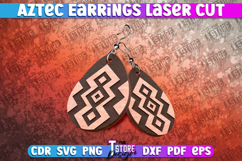 Aztec Earrings Laser Cut | Accessories Laser Cut SVG Design SVG The T Store Design 