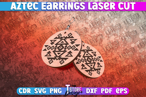 Aztec Earrings Laser Cut | Accessories Laser Cut SVG Design SVG The T Store Design 