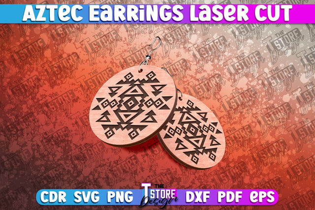 Aztec Earrings Laser Cut | Accessories Laser Cut SVG Design SVG The T Store Design 