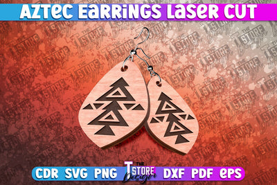 Aztec Earrings Laser Cut | Accessories Laser Cut SVG Design SVG The T Store Design 