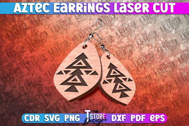 Aztec Earrings Laser Cut | Accessories Laser Cut SVG Design SVG The T Store Design 