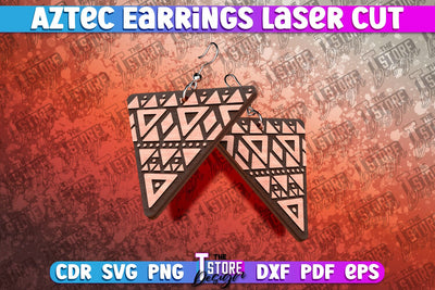 Aztec Earrings Laser Cut | Accessories Laser Cut SVG Design SVG The T Store Design 