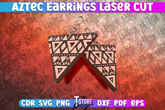 Aztec Earrings Laser Cut | Accessories Laser Cut SVG Design SVG The T Store Design 