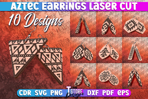 Aztec Earrings Laser Cut | Accessories Laser Cut SVG Design SVG The T Store Design 