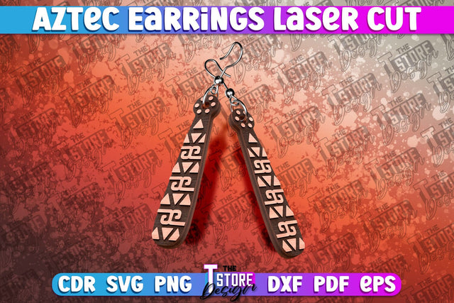 Aztec Earrings Laser Cut | Accessories Laser Cut SVG Design SVG The T Store Design 