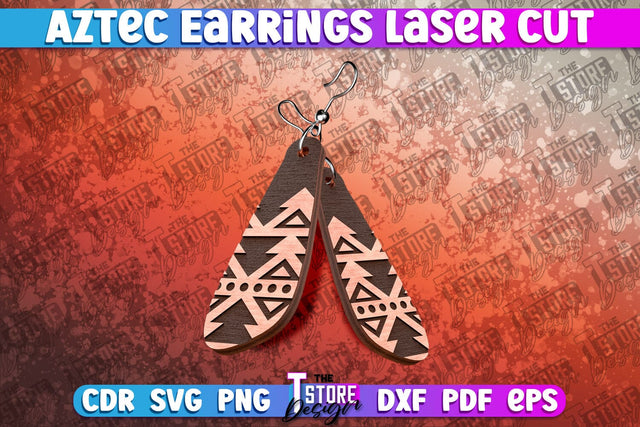 Aztec Earrings Laser Cut | Accessories Laser Cut SVG Design SVG The T Store Design 
