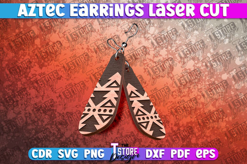 Aztec Earrings Laser Cut | Accessories Laser Cut SVG Design SVG The T Store Design 
