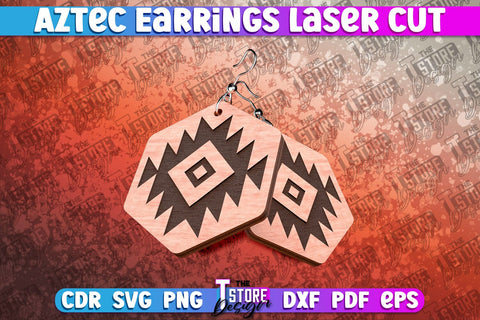 Aztec Earrings Laser Cut | Accessories Laser Cut SVG Design SVG The T Store Design 