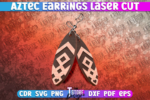 Aztec Earrings Laser Cut | Accessories Laser Cut SVG Design SVG The T Store Design 