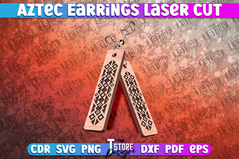 Aztec Earrings Laser Cut | Accessories Laser Cut SVG Design SVG The T Store Design 