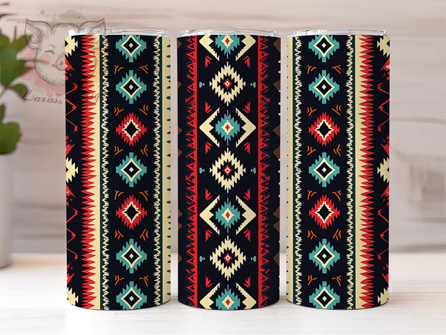 Aztec Geometric 20oz Tumbler Wrap, Vibrant Aztec Design, 20oz Sublimation Wrap, Colorful Tumbler Pattern, Boho Drinkware, Unique Gift Idea, Tribal Print Tumbler Sublimation Lara' s Designs 