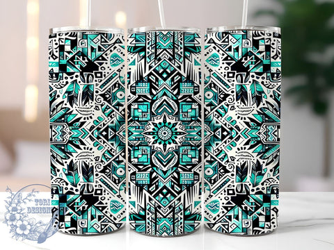 Aztec Pattern 20oz Skinny Tumbler, Country Western Tumbler Png, Straight & Tapered Tumbler Wrap, Instant Digital Download Sublimation ToriDesigns 
