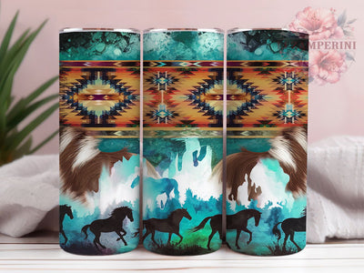 Aztec Turquoise Cowhide 20oz Tumbler, Turquoise Tumbler, Cowhide Tumbler, Western Tumbler Wrap, Boho Tumbler Design, 20oz Sublimation Wrap, Southwest Tumbler Sublimation Li Zamperini 
