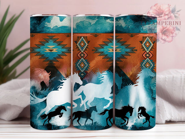 Aztec Turquoise Cowhide 20oz Tumbler, Turquoise Tumbler, Cowhide Tumbler, Western Tumbler Wrap, Boho Tumbler Design, 20oz Sublimation Wrap, Southwest Tumbler Sublimation Li Zamperini 