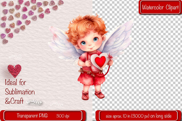 Baby Angel PNG Angels Clipart Valentine clipart PNG Illustration Watercolor Sublimation Createya Design 