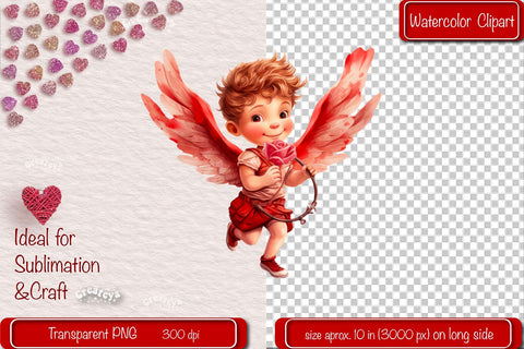Baby Angel PNG Angels Clipart Valentine clipart PNG Illustration Watercolor Sublimation Createya Design 