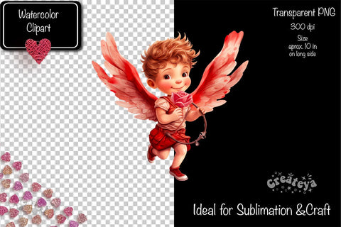 Baby Angel PNG Angels Clipart Valentine clipart PNG Illustration Watercolor Sublimation Createya Design 