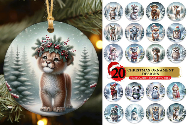Baby Animal Christmas Ornament PNG Bundle Sublimation BijouBay 