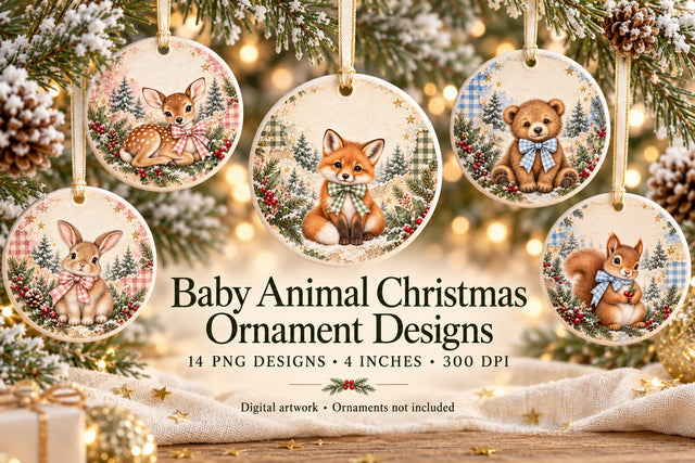 Baby Animal Christmas Ornament PNGs Sublimation BijouBay 