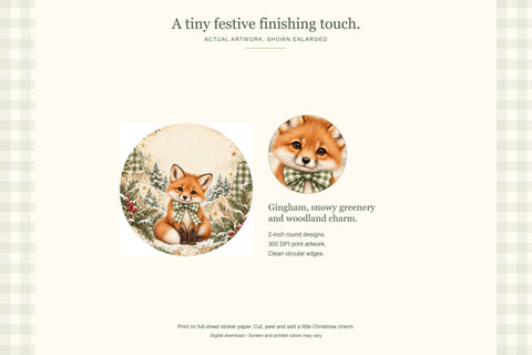 Baby Animal Christmas Round Stickers Sublimation BijouBay 