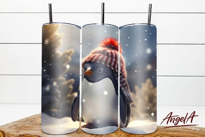 baby animal tumbler wrap / Christmas funny penguin PNG Sublimation Angelina Semenova 