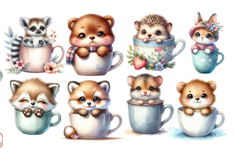 Baby Animals In Mug Clipart Sublimation Rupkotha 