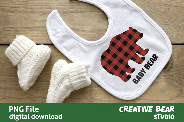 Baby Bear Buffalo Plaid PNG Sublimation Creative Bear Studio 