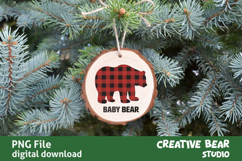 Baby Bear Buffalo Plaid PNG Sublimation Creative Bear Studio 