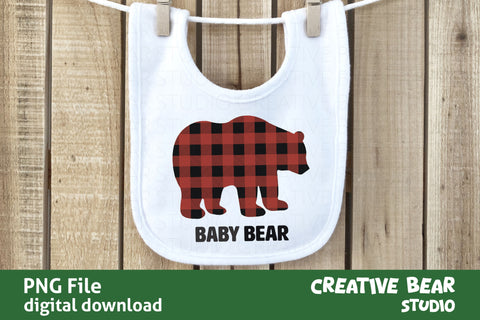 Baby Bear Buffalo Plaid PNG Sublimation Creative Bear Studio 