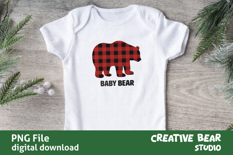 Baby Bear Buffalo Plaid PNG Sublimation Creative Bear Studio 
