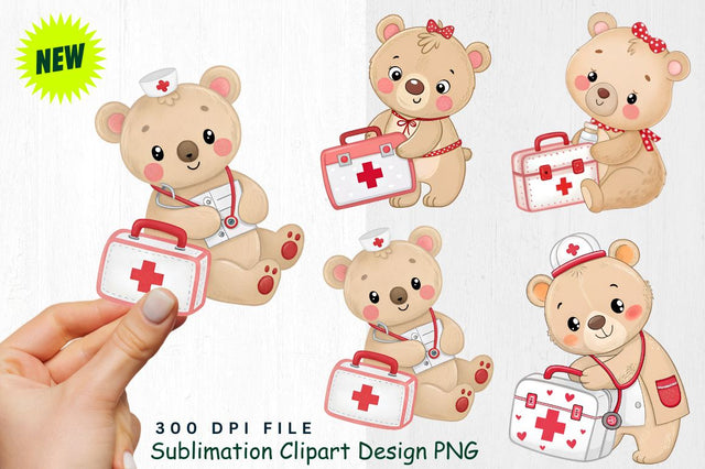 Baby Bear Nurse with Love Potion Clipart Sublimation Regulrcrative 
