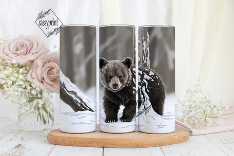 Baby Bear Winter 20oz Tumbler Wrap Sublimation sassyprint 