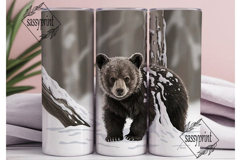 Baby Bear Winter 20oz Tumbler Wrap Sublimation sassyprint 