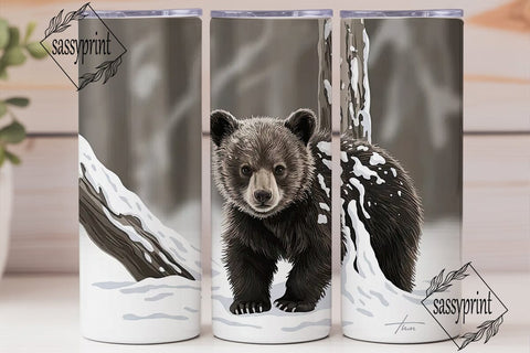 Baby Bear Winter 20oz Tumbler Wrap Sublimation sassyprint 