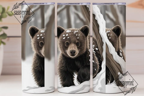 Baby Bear Winter 20oz Tumbler Wrap Sublimation sassyprint 