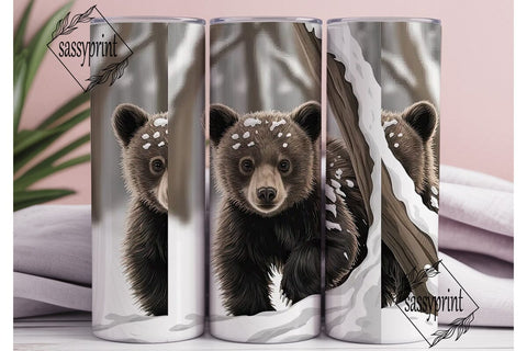 Baby Bear Winter 20oz Tumbler Wrap Sublimation sassyprint 