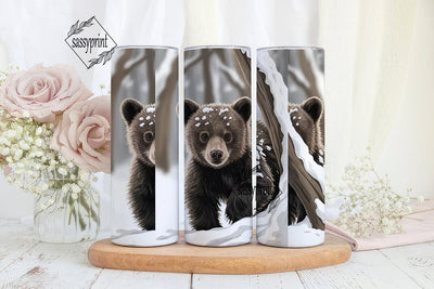Baby Bear Winter 20oz Tumbler Wrap Sublimation sassyprint 