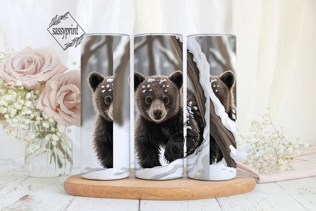 Baby Bear Winter 20oz Tumbler Wrap Sublimation sassyprint 