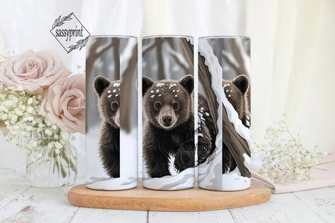 Baby Bear Winter 20oz Tumbler Wrap Sublimation sassyprint 