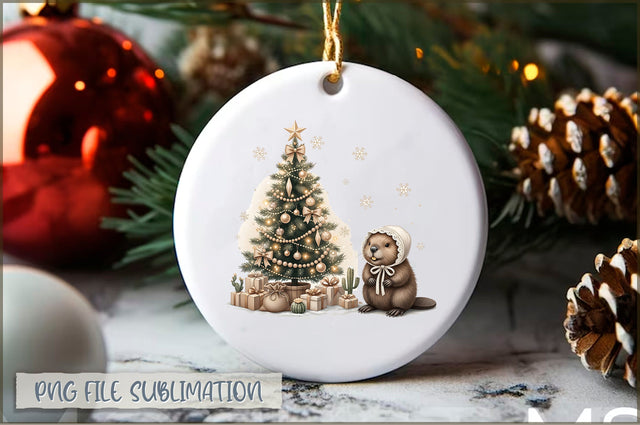 Baby Beaver 1st Christmas Ornament PNG Sublimation Shetara Begum 
