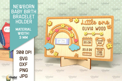Baby Birth Bracelet Holder Laser Cut. Newborn Baby Sign SVG SVG Evgenyia Guschina 