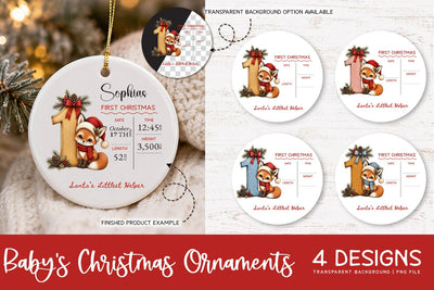 Baby Birth Christmas Ornament | First Christmas Ornament PNG Sublimation Petunia Digital Design 